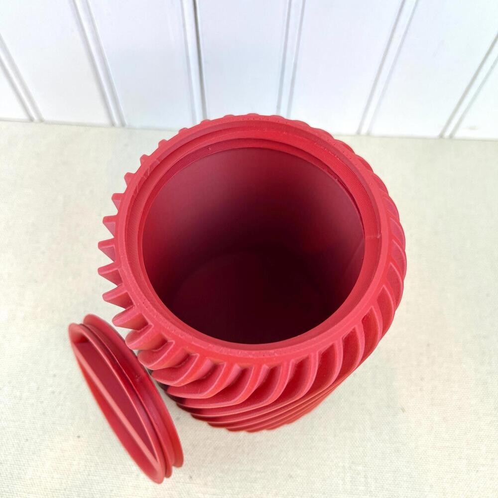 Swirl Lidded Storage Container, Ridged Storage Container, Organizer for a Desk - Picture 9 of 10